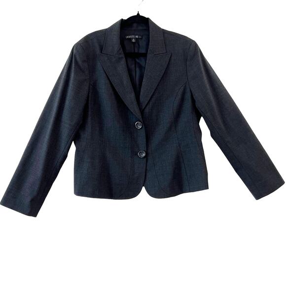 Lafayette 148 Charcoal Grey Wool Stretch Tailored Blazer Jacket Womens Sz 14